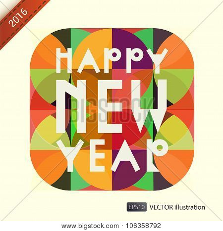 Happy New Year composition. Vector illustration.