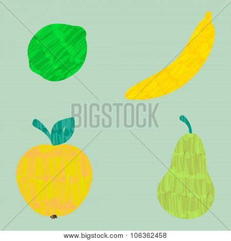 Colorful Vector Felt Tip Marker Pen Fruit Set