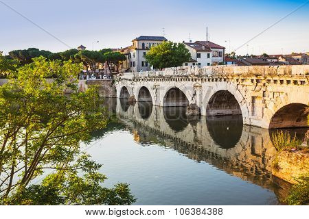 Bridge Of Tiberius (ponte Di Tiberio) In Rimini