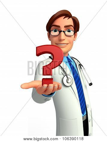 Young Doctor With Question Mark