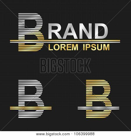 Metallic Business Font Design Letter B