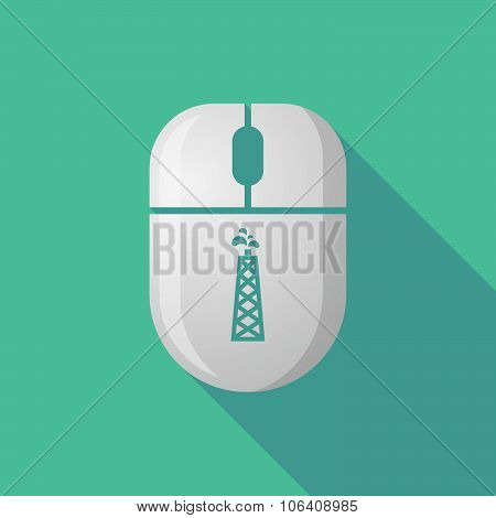 Wireless Long Shadow Mouse Icon With An Oil Tower