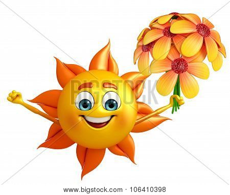 Sun Character With Flower