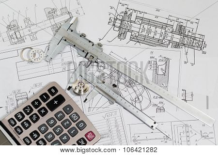 Engineering drawings & measuring instrument - Vernier caliper coursework or thesis project. Project engineer.