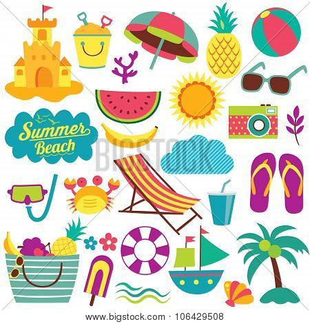 summer day elements clip art set