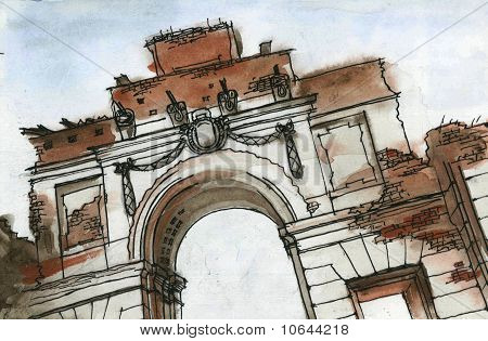 Fragment av antika Arch