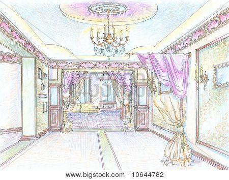 Inre av klassiska restaurang hall