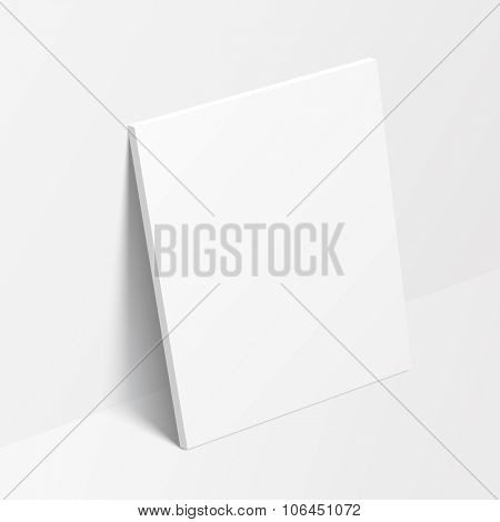 Vertical canvas standing on the floor near the wall. Vector illustration