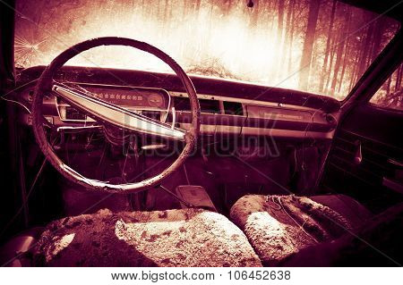 Abandoned Car Photography . Toned Photo .