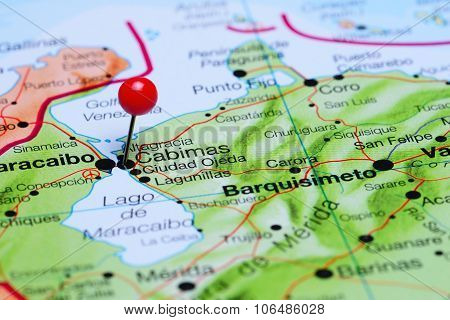 Cabimas pinned on a map of America