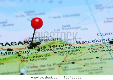 Los Teques pinned on a map of America