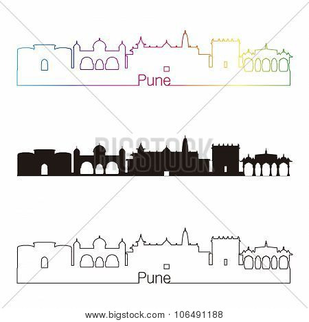 Pune Skyline Linear Style With Rainbow