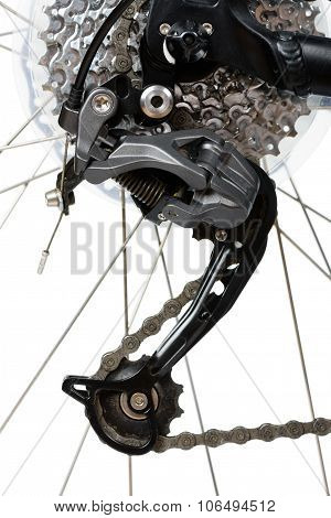 Closeup Of Rear Derailleur Of Mtb