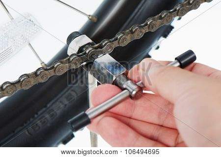 Closeup Of Bicycle Chain Tool
