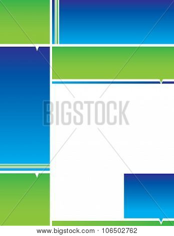 Blue Green Square Border Letterhead