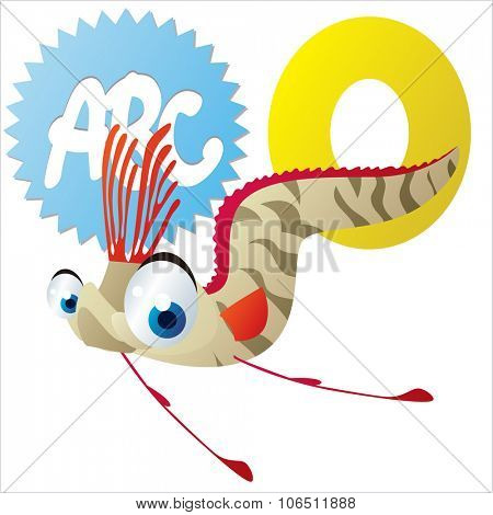 Cute vector isolated animals Alphabet: O  is for Oarfish