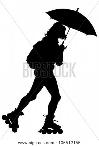 Silhouette athletes of skates on white background