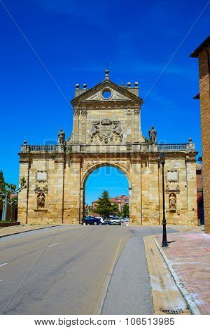 Sahagun middle center of Saint James Way San Benito arch in Leon Spain