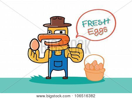 Chicken Farmer Hold Egg