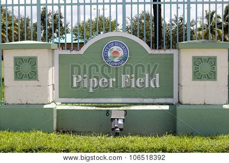 City Of Sunrise Florida, Piper Field Sign