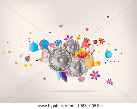 Abstract musical background with floral elements. Abstract vector illustration with background.