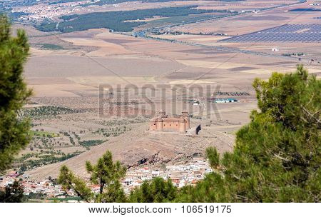 Castle On Hilltop Above La Calahorra Spain