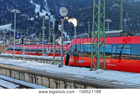 Train Driver Awaits Departure At Garmisch-partenkirchen Train Station