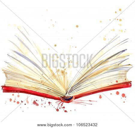open book. watercolor illustration