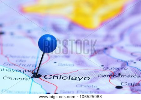 Chiclayo pinned on a map of America