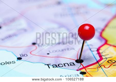 Tacna pinned on a map of America