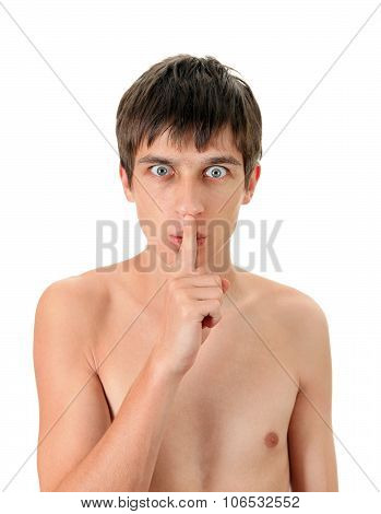 Young Man With Finger On The Lips