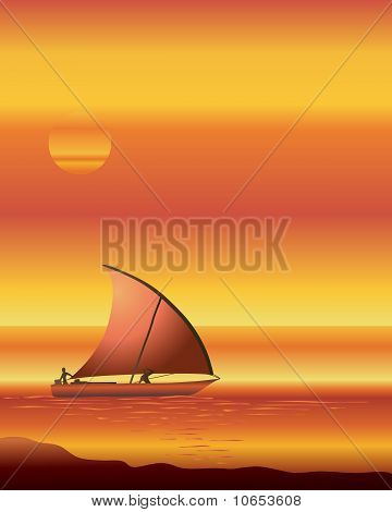 Dhow ao pôr do sol
