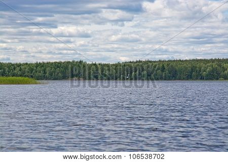 Lake landscape island cloudy sky