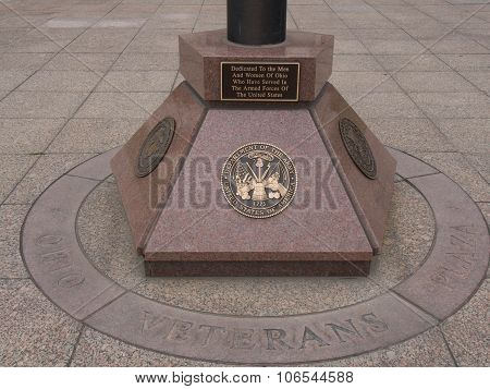 Flag Pole Base Veterans Dedication Plaque