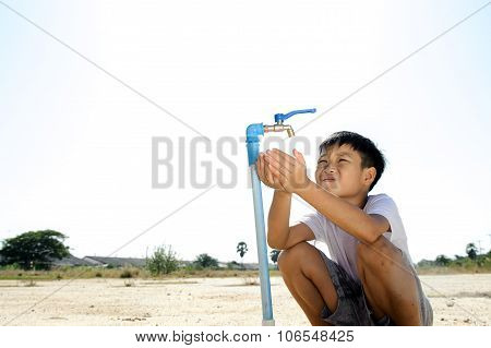 Water Faucet On Dry Land