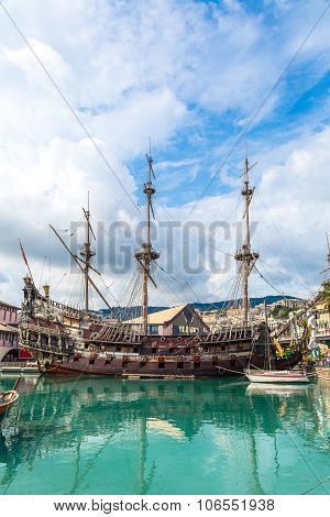 Old Wooden Ship In Genoa, Italy