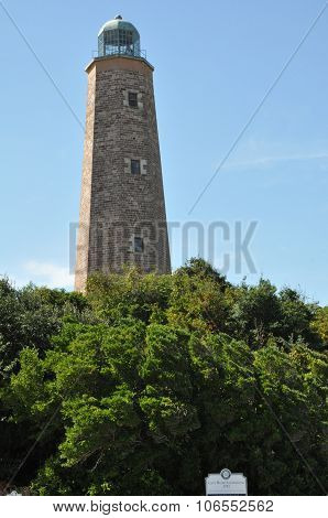The old Cape Henry lighthouse at Fort Story in Virginia Beach, Virginia