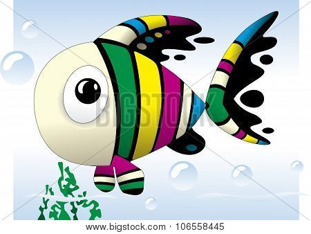 Baby Fish cute colorful cartoon Vector illustration