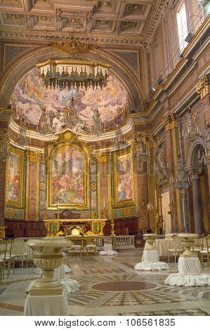 Rome, Italy - October 2015 - Interior Of The Ancient Basilica Of St John And Paul Decorated For Wedd