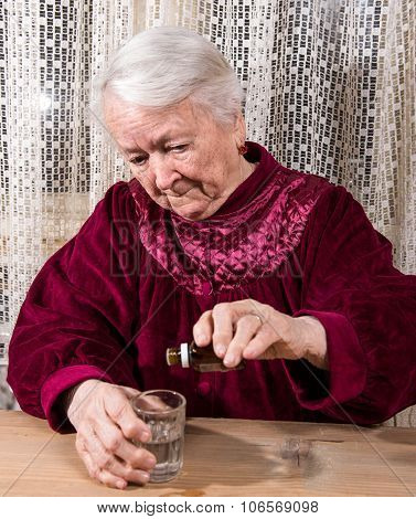 Old Woman Dripping Medicine