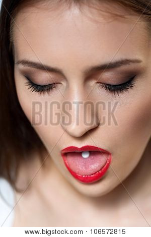 Young girl taking drugs
