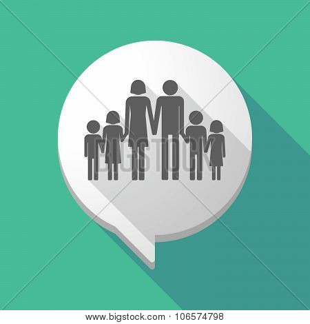Long Shadow Comic Balloon With A Large Family  Pictogram