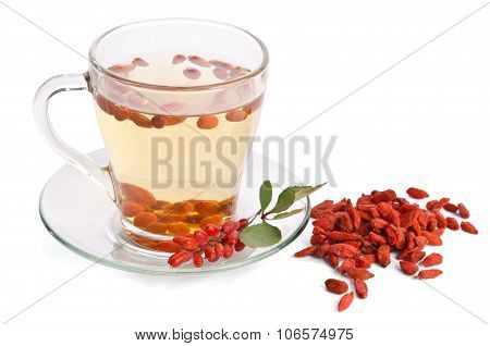 Goji Fresh Antioxidant Tea  Isolated On White Background