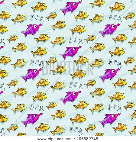 Repetitive Pattern With Fish Trumpet Whistling