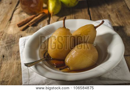 Pears Glazed In Tea And Cinnamon