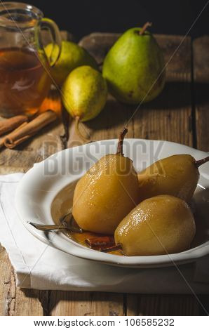 Pears Glazed In Tea And Cinnamon