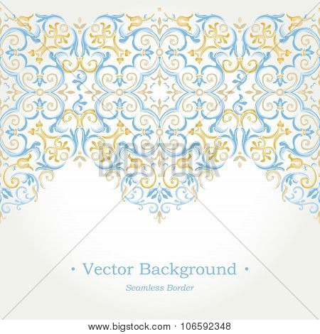 Vector Ornate Seamless Border In Eastern Style.