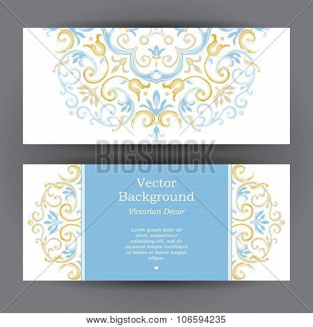 Vintage Horizontal Cards In Eastern Style.