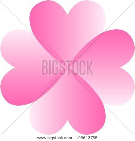 Pink Four Leaf Clover / Heart
