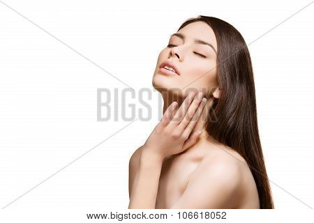 Beautiful girl touching face